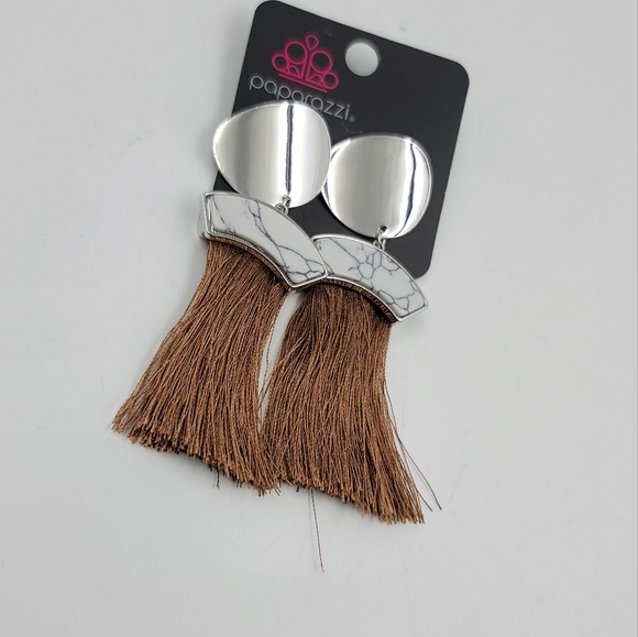 Paparazzi Insta Inca Brown Post Earrings - Picture 2 of 5